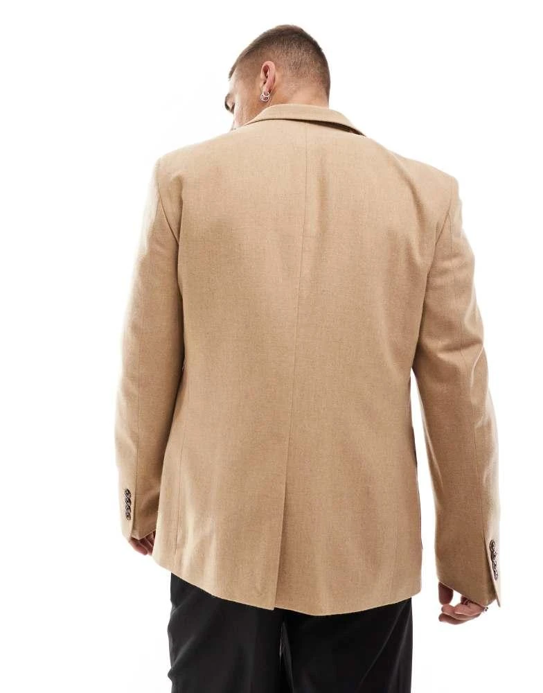 ASOS ASOS DESIGN slim blazer in camel flannel 4