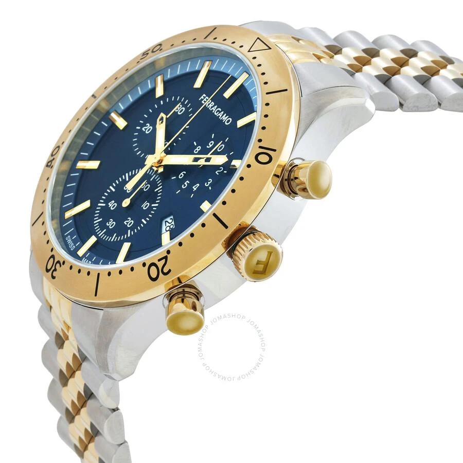 Salvatore Ferragamo New Gent Chrono Quartz Blue Dial Two-Tone Watch SFU400523 2