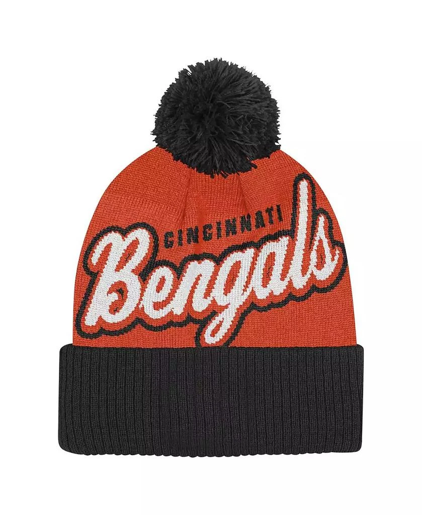 Outerstuff Big Boys and Girls Orange/Black Cincinnati Bengals Pro-Sport Jacquard Cuffed Knit Hat with Pom 2