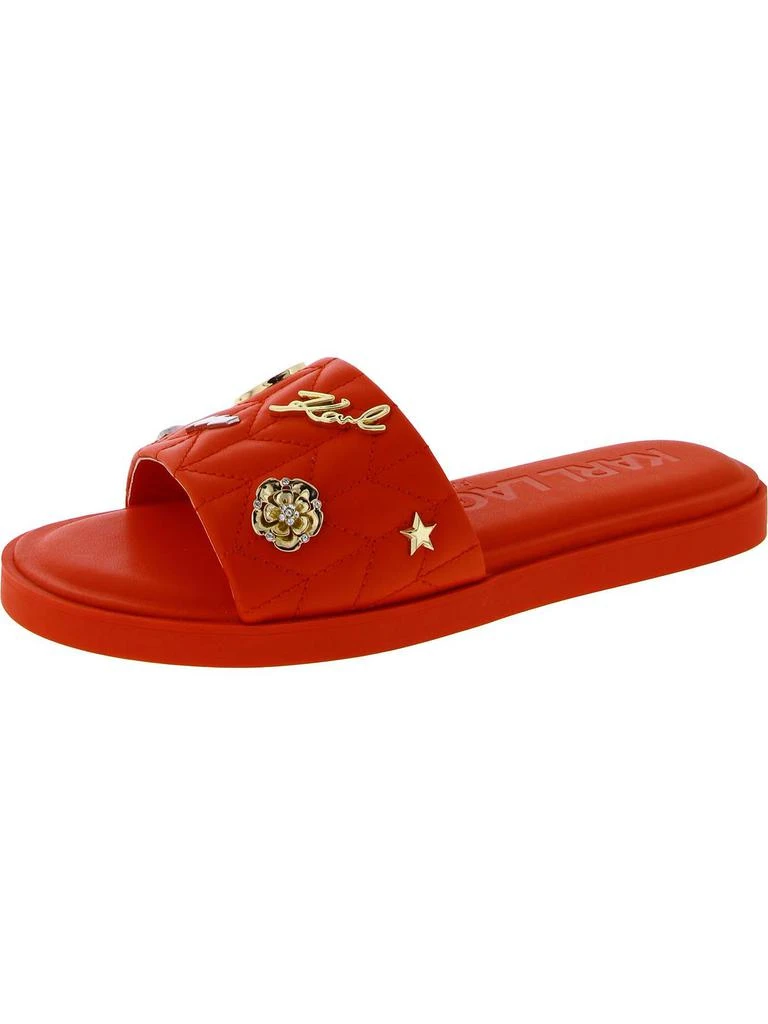 Karl Lagerfeld Paris Carenza Womens Padded Insole Flat Slide Sandals 4