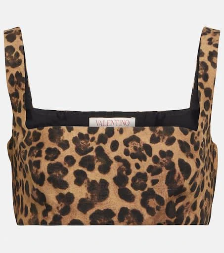 Valentino Crêpe Couture leopard-print crop top 1