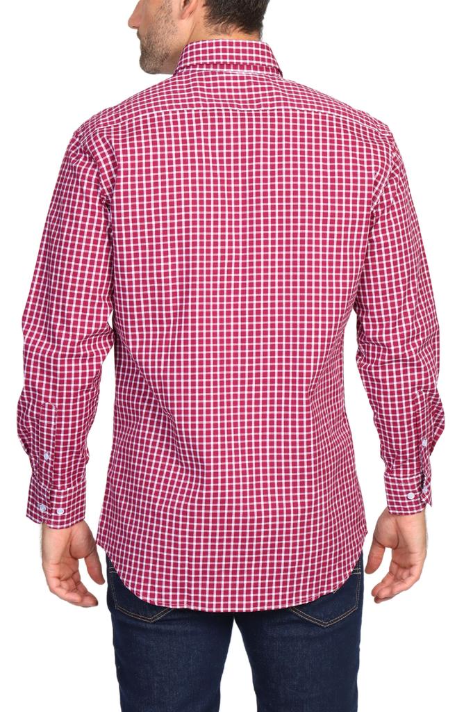 TailorByrd Regular Fit Windowpane Stretch Cotton Button-Down Shirt