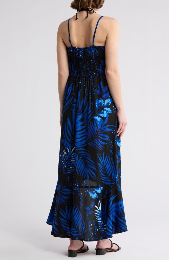BOHO ME Leaf Printed Hi-Lo Flounce Hem Dress