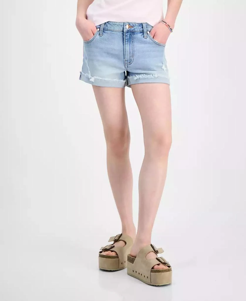 Celebrity Pink Juniors' Mid-Rise Fringe-Cuff Shorts 3