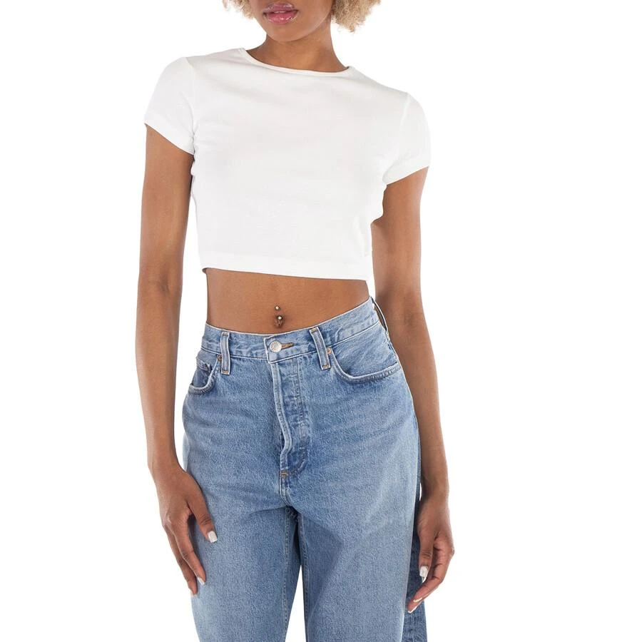 AGOLDE Ladies White Savannah Cropped Tee 1
