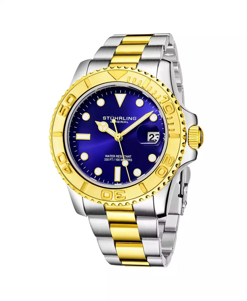 Stuhrling Men's Gold - Silver Tone Stainless Steel Bracelet Watch 42mm