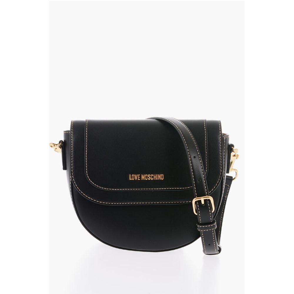 Moschino LOVE Faux Leather Saddle Bag with Removable Shoulder Women's Strap