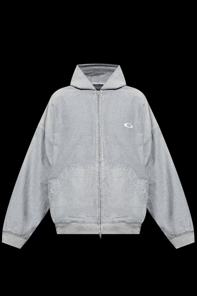 Shop Balenciaga Loop Sports Icon Embroidered Zipped Hoodie