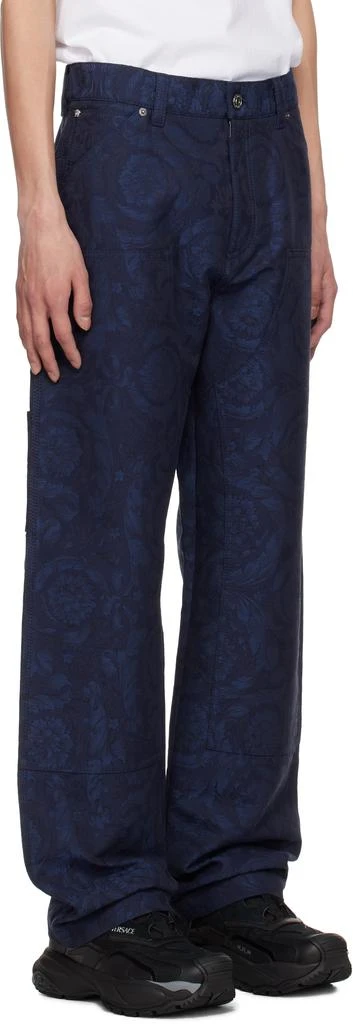 Versace Blue Barocco Jacquard Carpenter Trousers 2