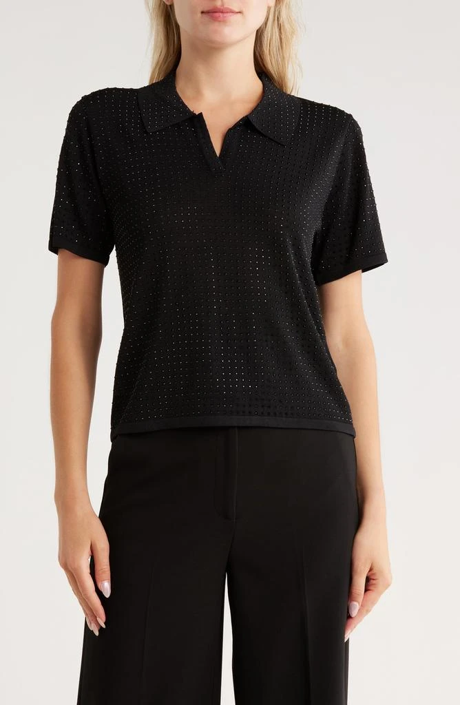 Jason Wu Bejeweled Crop Polo Sweater