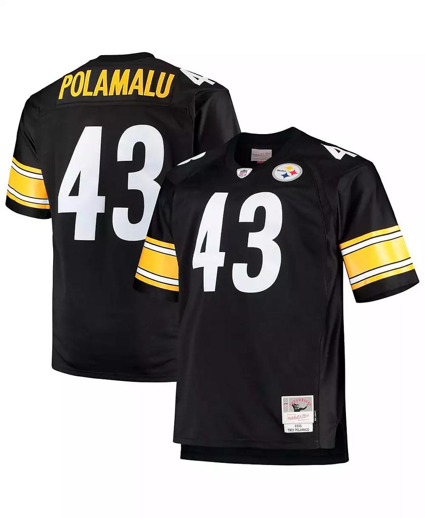Mitchell and Ness Men's Troy Polamalu Black Pittsburgh Steelers Big and Tall 2005 Retired Player Replica Jersey