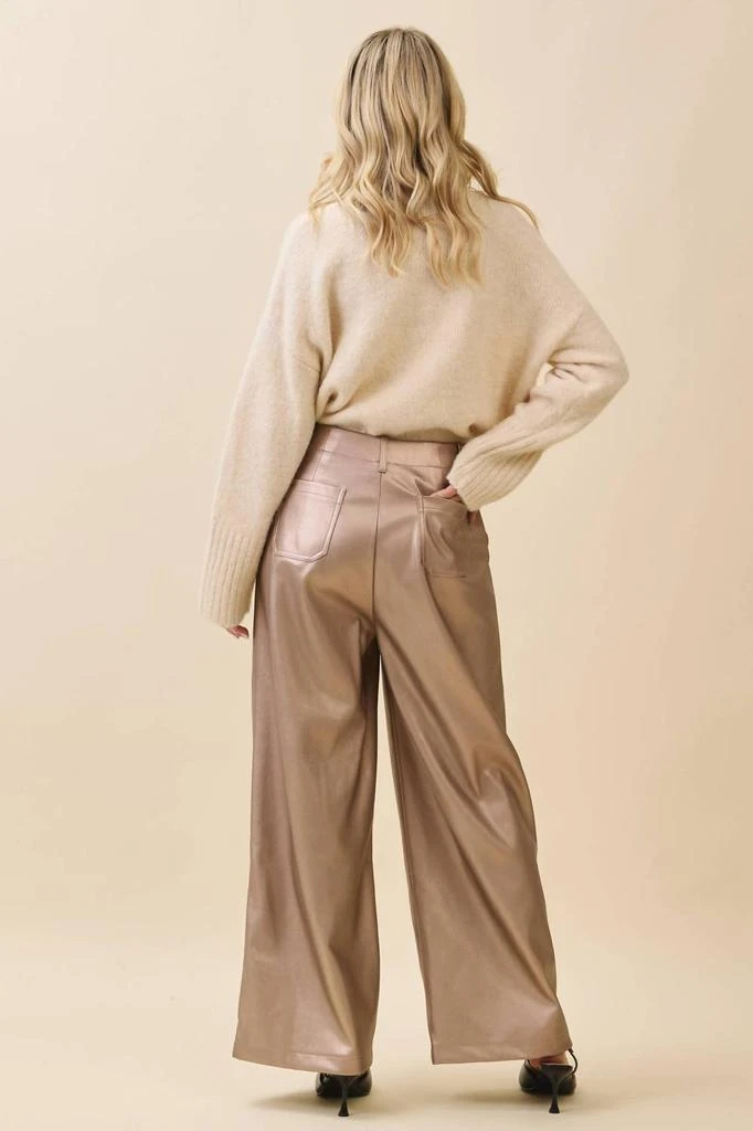 GeeGee X Lovelo Geegee X Lovelo - Metallic Wide-Leg Faux Leather Pants 5