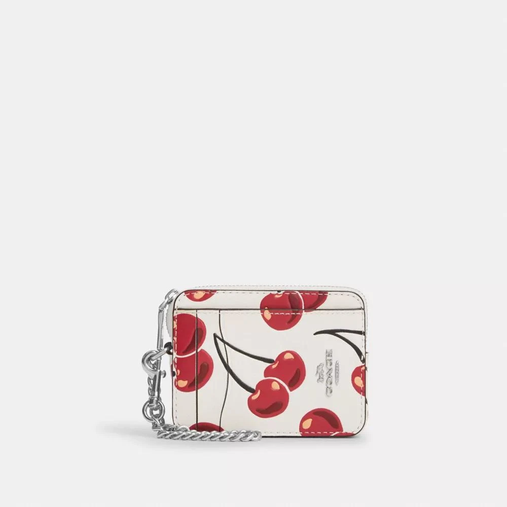Coach Zip Card Case With Cherry Print 1