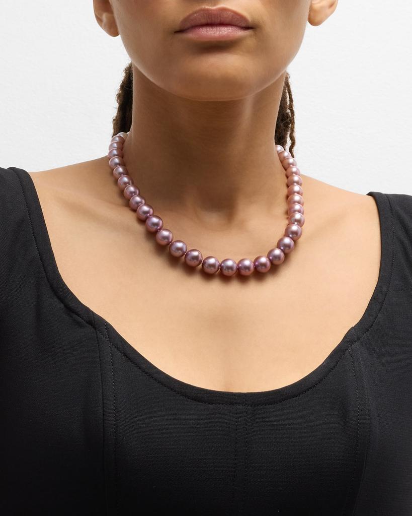 BELPEARL 18K White Gold Purple Ombre Pearl Necklace, 10-12mm