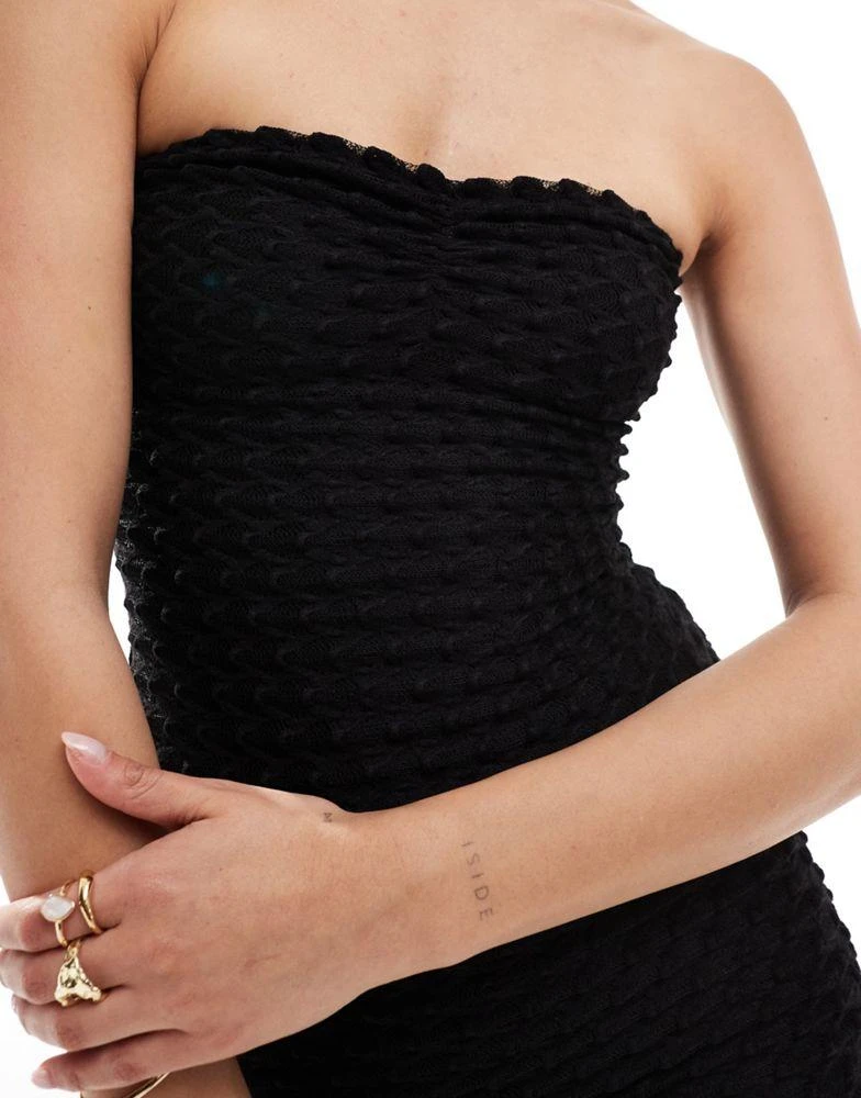 Bershka Bershka textured mini dress in black 2