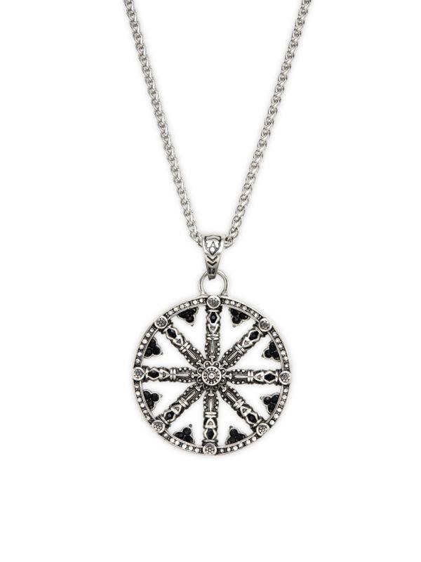 Jean Claude Stainless Steel & Beaded Wheel Of Karma Pendant Necklace