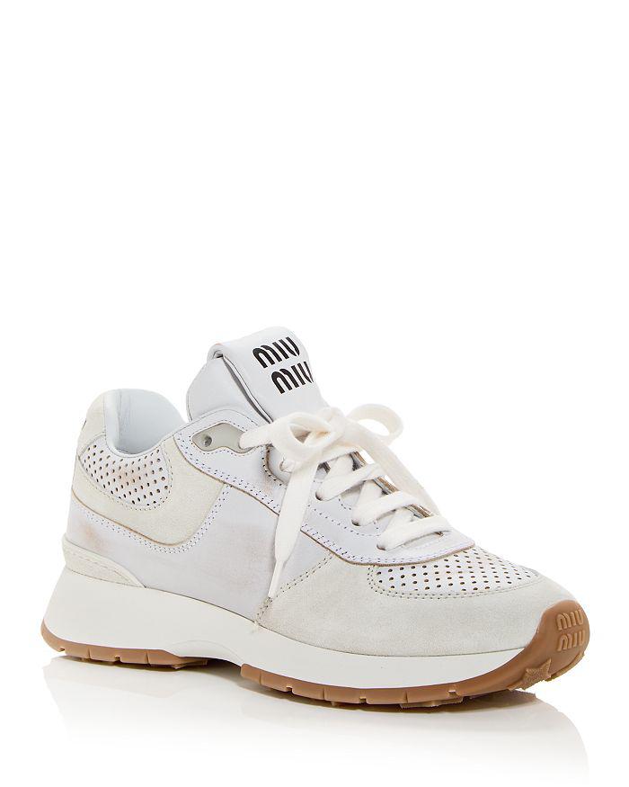 メロディー Miu Miu Women's Perforated Low Top Sneakers - Casual Shoes