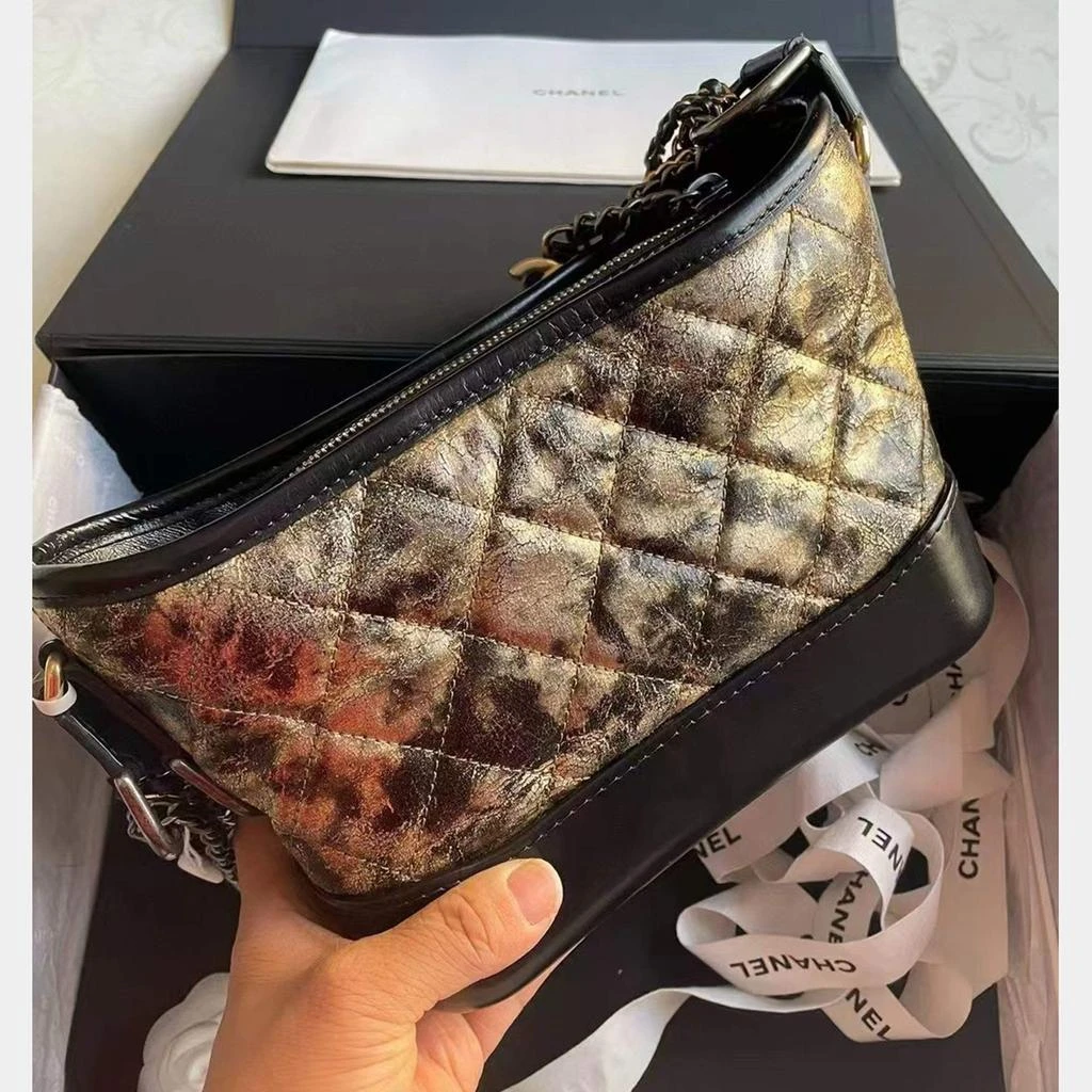 Chanel Chanel Black & Metallic Leather Small Gabrielle Hobo Bag 5