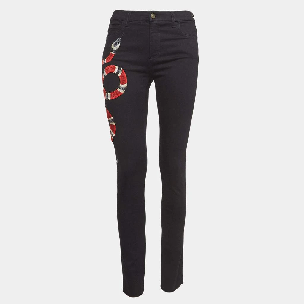 Gucci Gucci Black Snake Embroidered Denim Skinny Fit Jeans M Waist 28" 1
