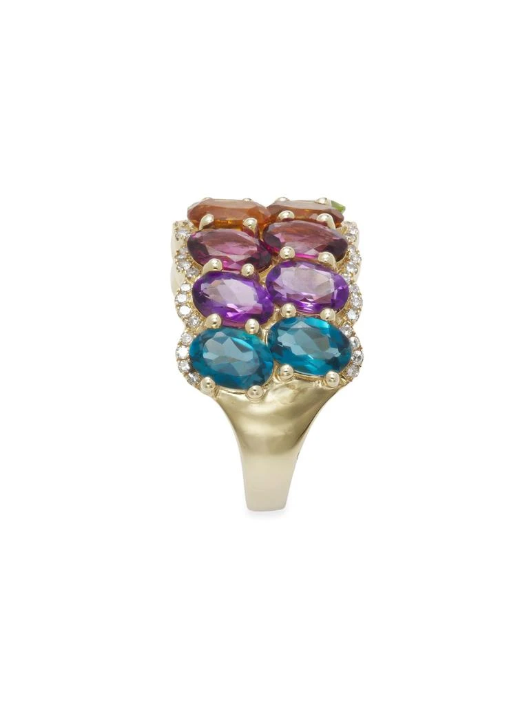 Effy 14K Yellow Gold, 6.50 TCW Multi-Gemstone 
0.22 TCW Diamond Ring 4