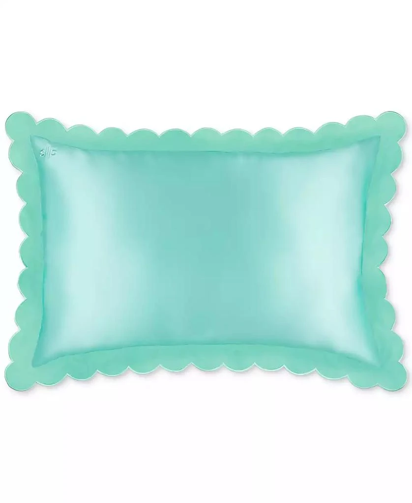 Slip Pure Silk Queen Pillowcase With Scalloped Edge - Turquoise 2