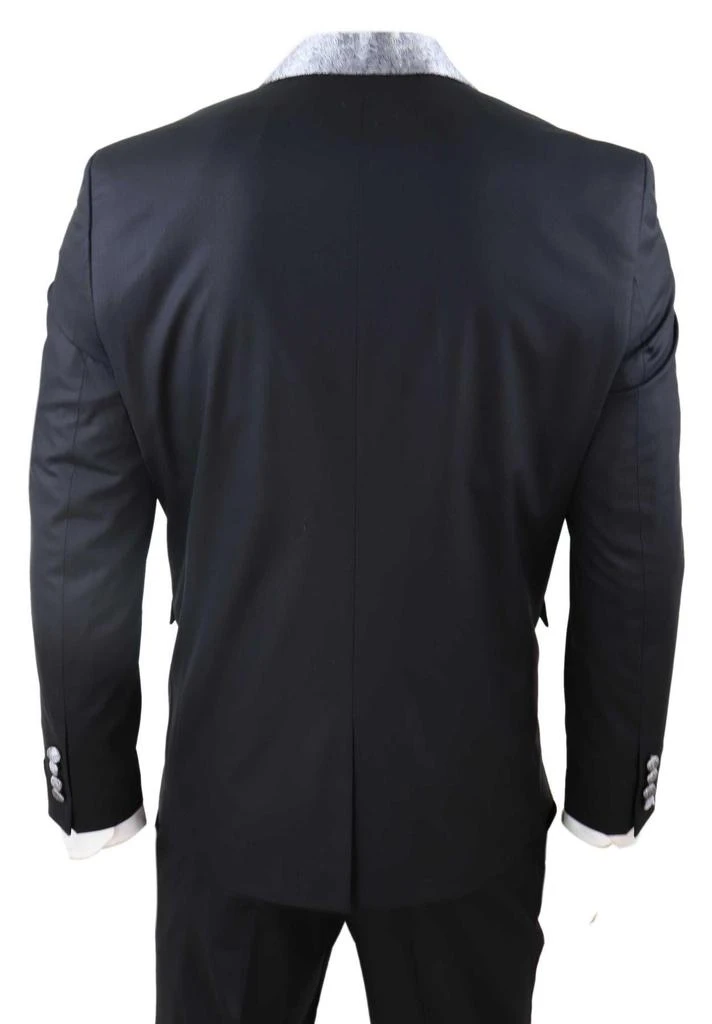 Oliver Tweed Men's 4 PieceBlack Tailored Wedding Suit 6