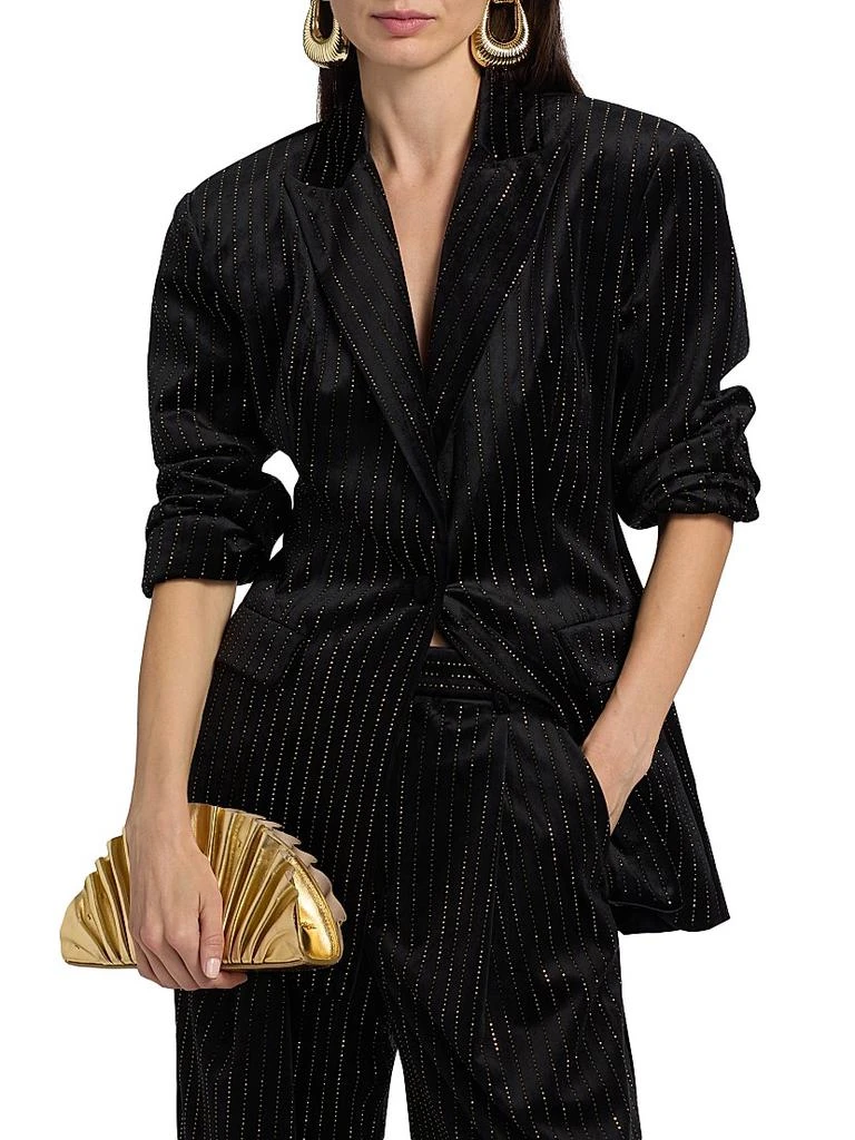 Ronny Kobo Madera Crystal-Embellished Pinstriped Velvet Blazer 3