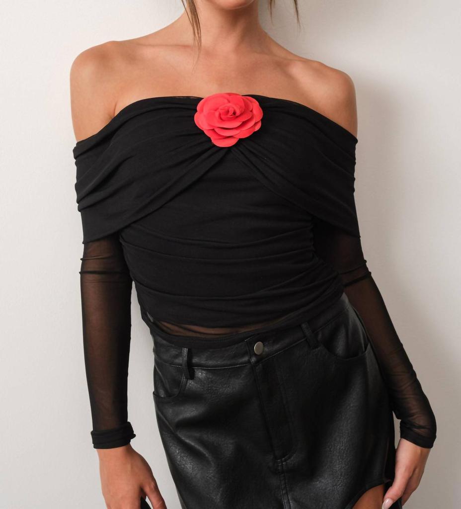 Pretty Garbage Pretty Garbage - Dixie Rosette Off Shoulder Top