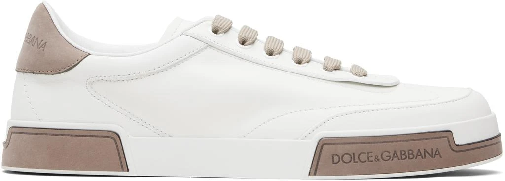 White & Taupe Calfskin Portofino Yacht Sneakers
