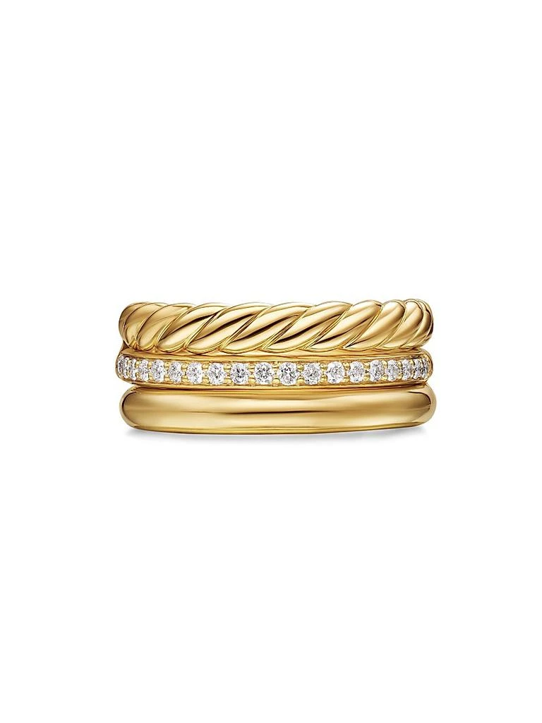 David Yurman DY Mercer Three Row Ring in 18K Yellow Gold 4