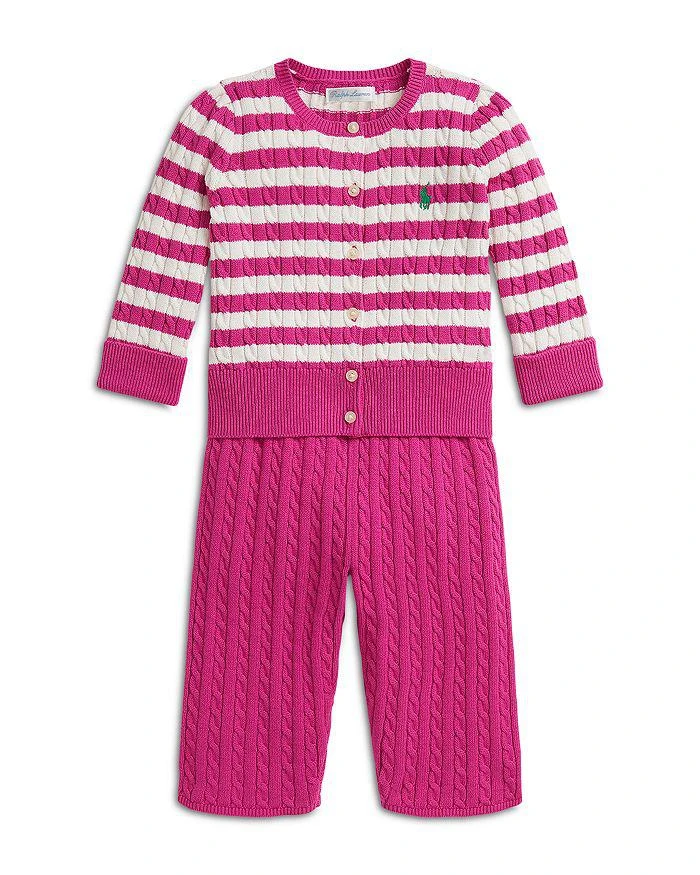 Ralph Lauren Polo Girls' Mini Cable Cotton Cardigan & Pant Set - Baby