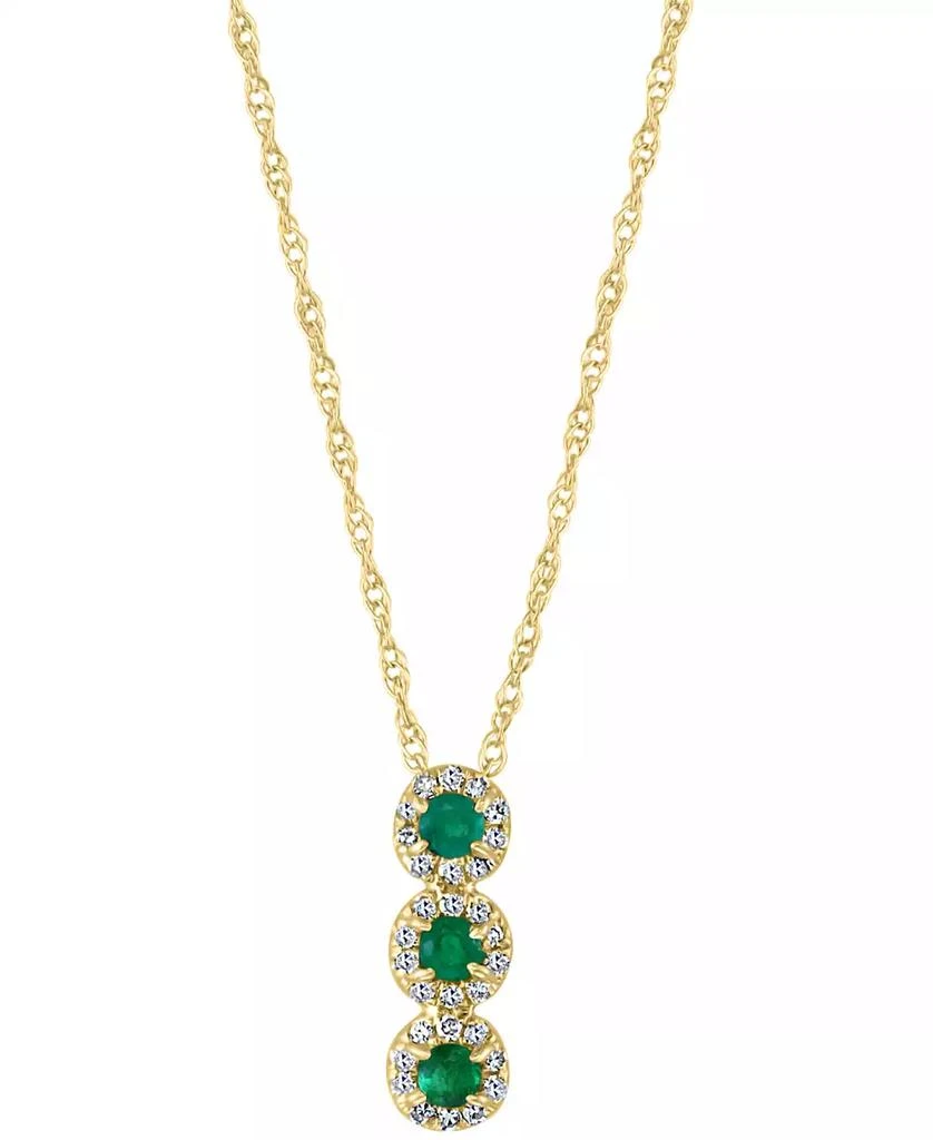 Macy
s Emerald (1/6 ct. t.w.)
Diamond (1/10 ct. t.w.) Triple Halo 18" Pendant Necklace in 14k Gold 1