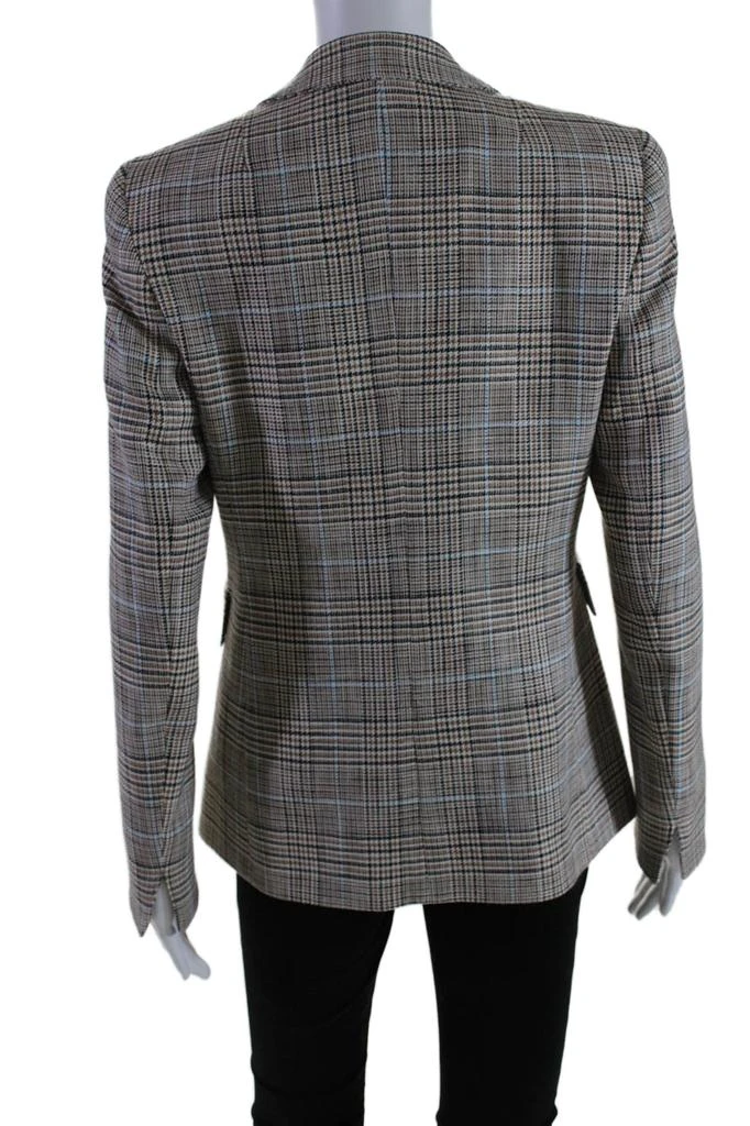 Akris Womens Double Breasted Glen Plaid Jacket Brown Multi Wool 4