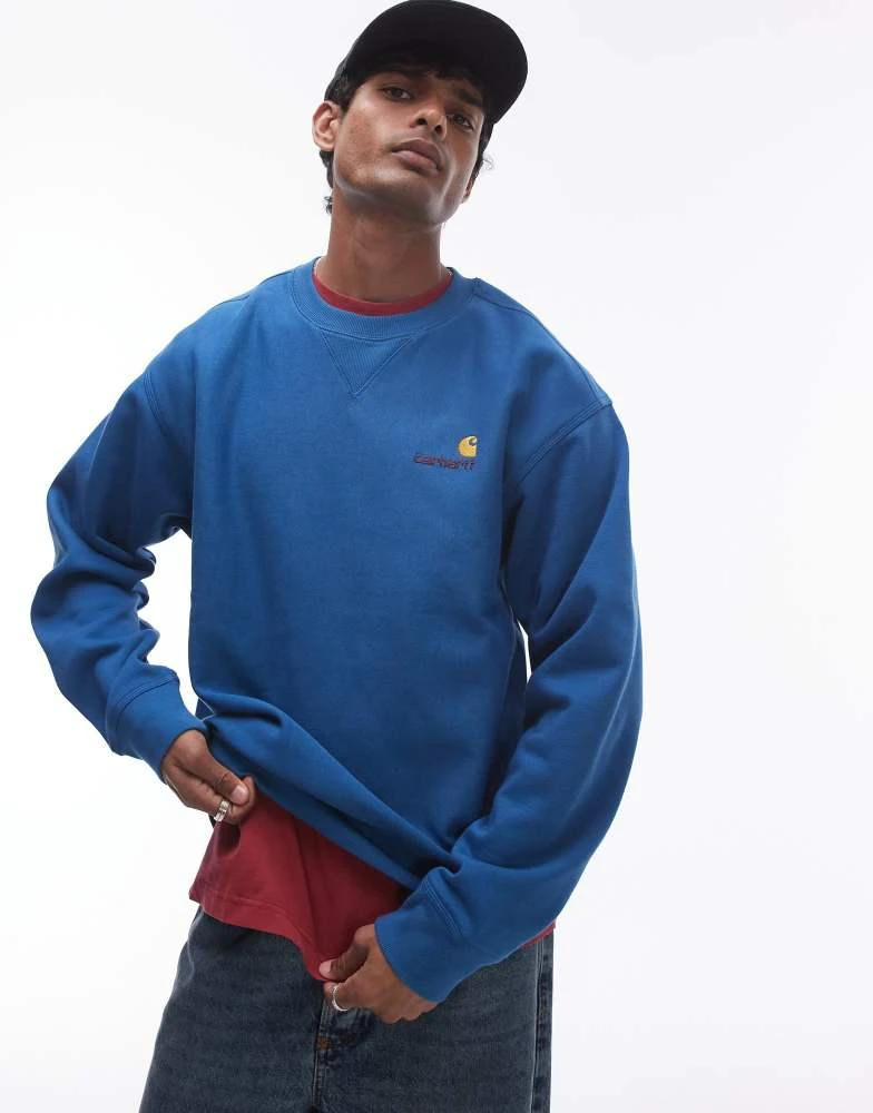 Carhartt WIP Carhartt WIP american script sweatshirt in blue 1