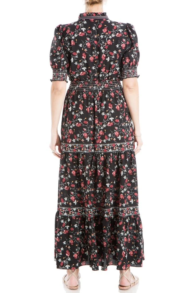 Max Studio V-Neck Short Puff Sleeve Floral Print Tiered Dress 2