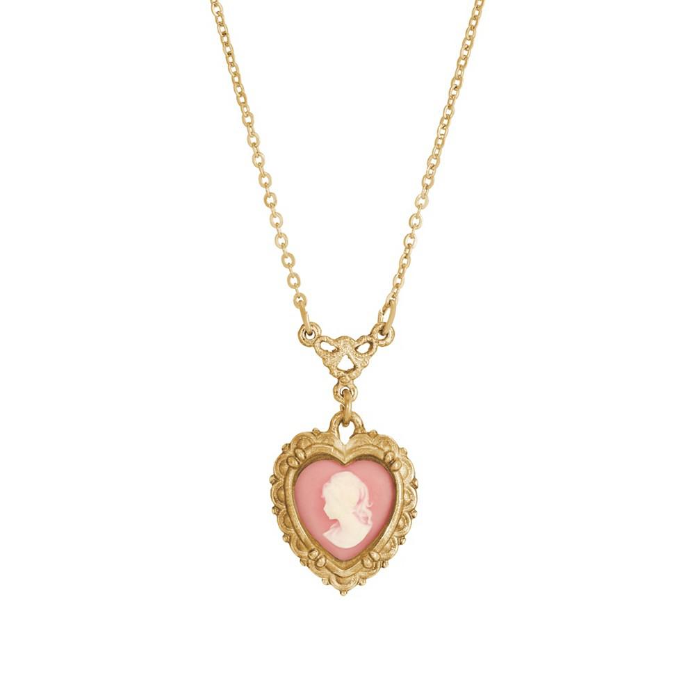 2028 Resin Pink Cameo Heart Necklace