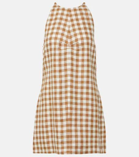 Asceno Antigua checked linen minidress 1
