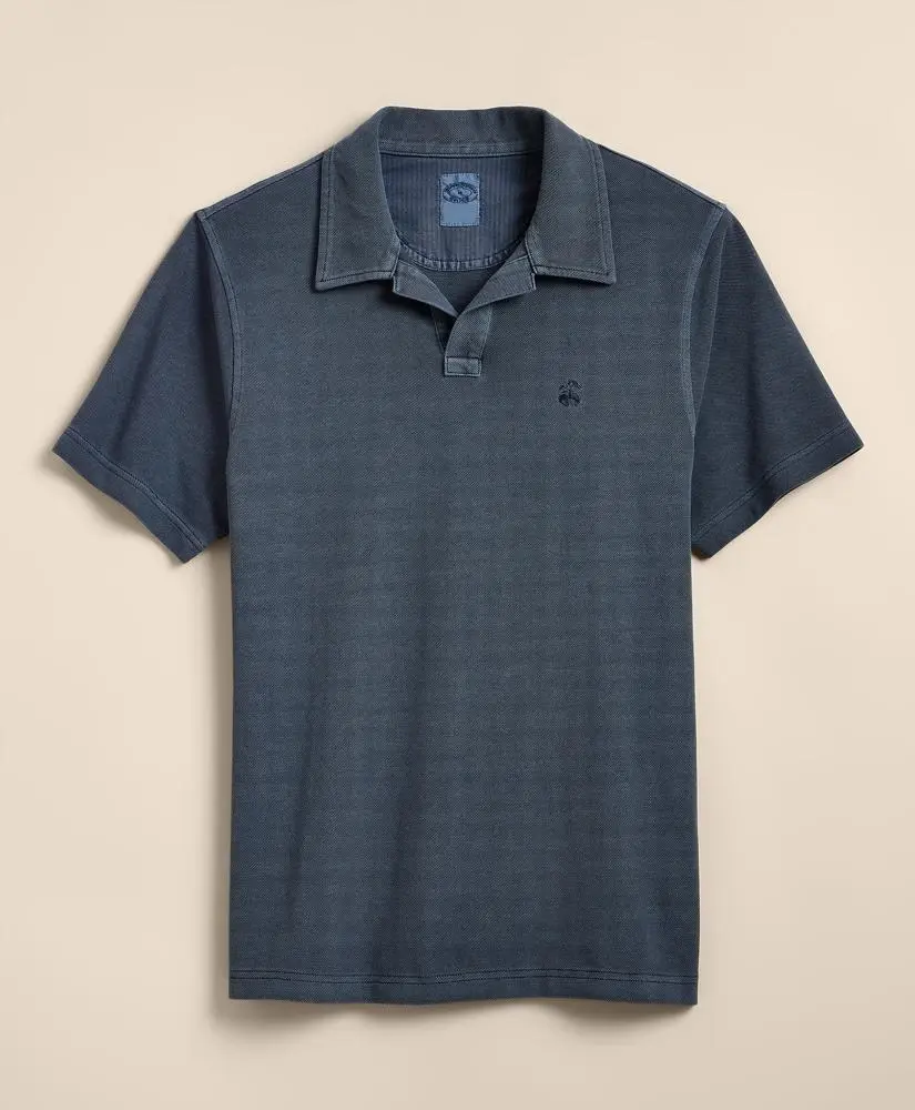 Brooks Brothers Cotton Pique Garment-Dyed Johnny Collar Polo Shirt