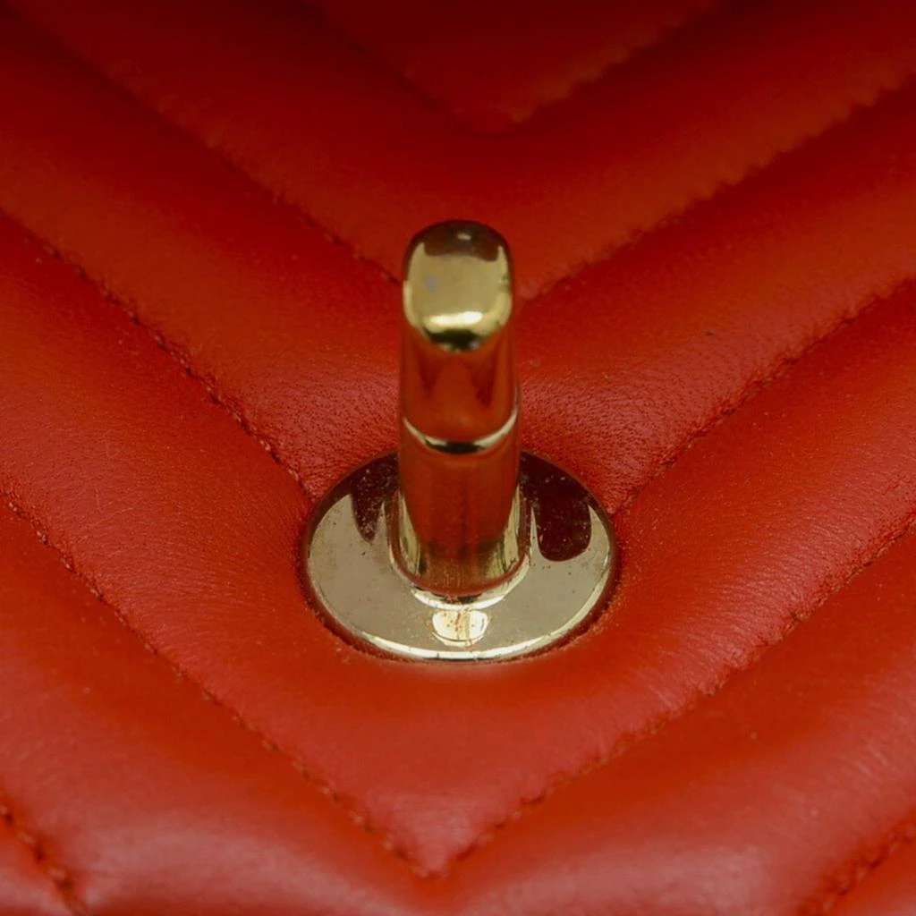Chanel Chanel Red Lambskin Leather Chevron Chain Shoulder Bag 6