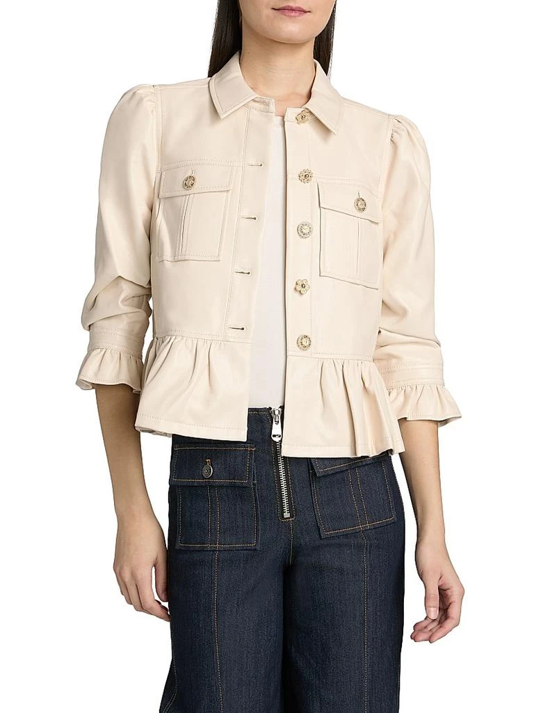 Cinq à Sept Delanie Faux-Leather Ruffle Jacket 3