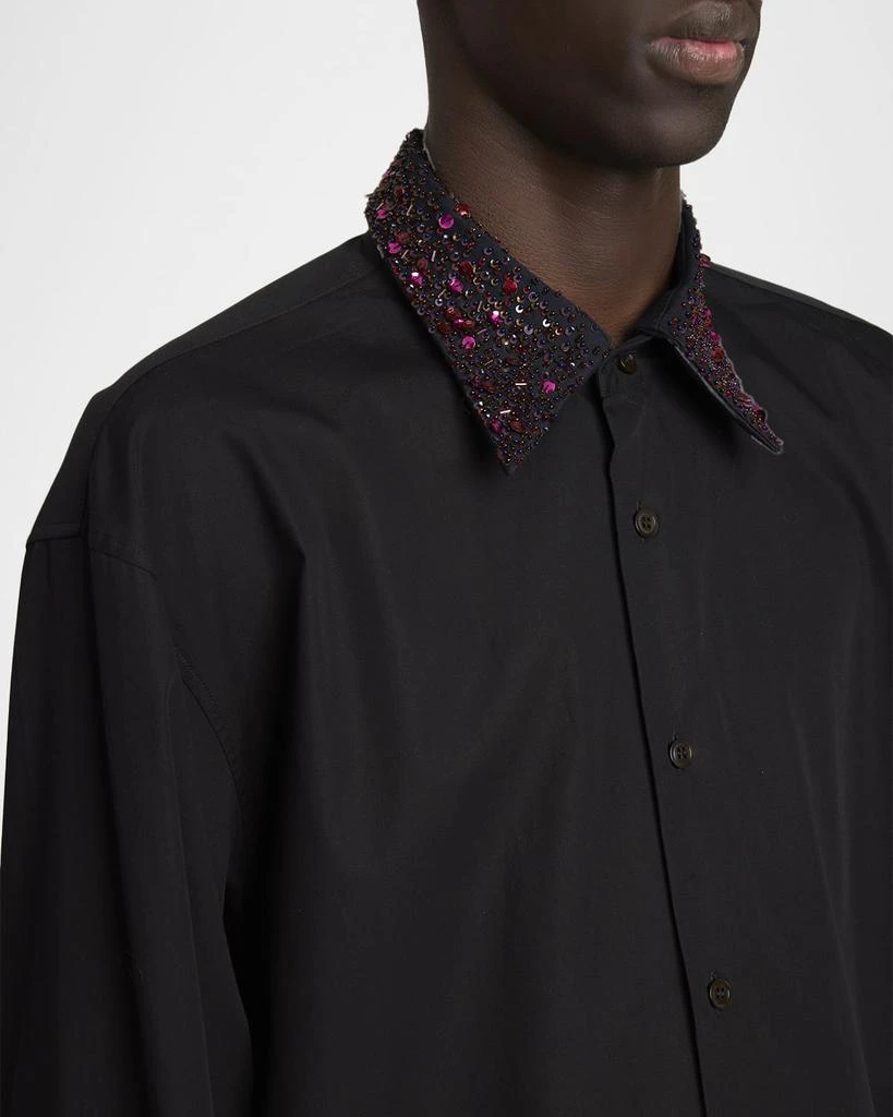 Dries Van Noten Men
s Cotton Embellished-Trim Dress Shirt 5
