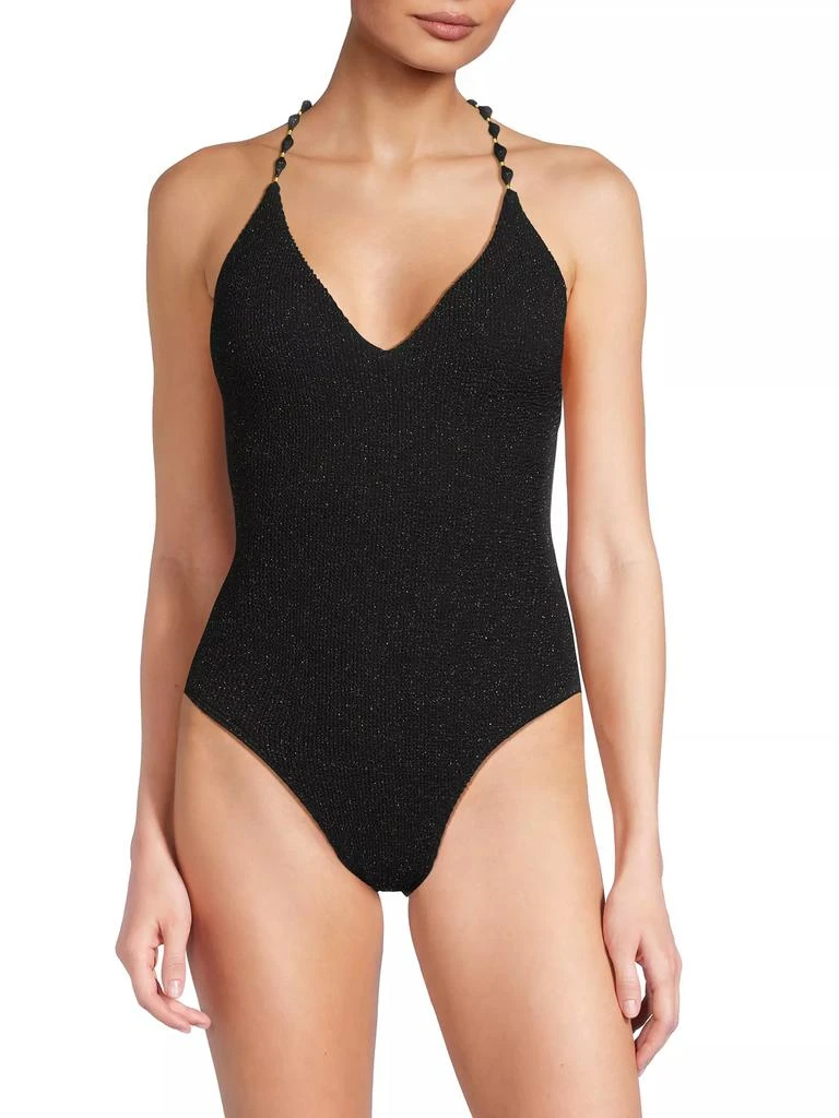 Milly Cannes Beaded Strap One-Piece Swimsuit 3