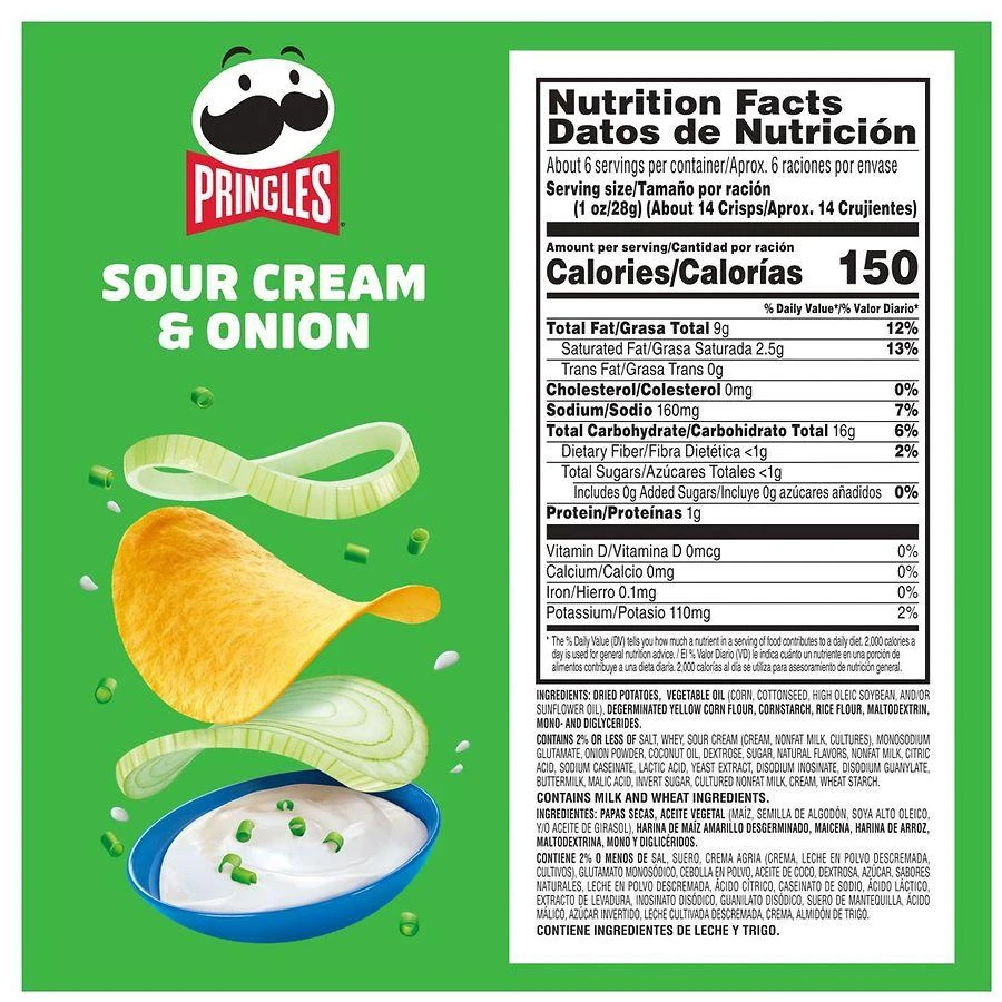 Pringles Potato Crisps Chips Sour Cream and Onion 8