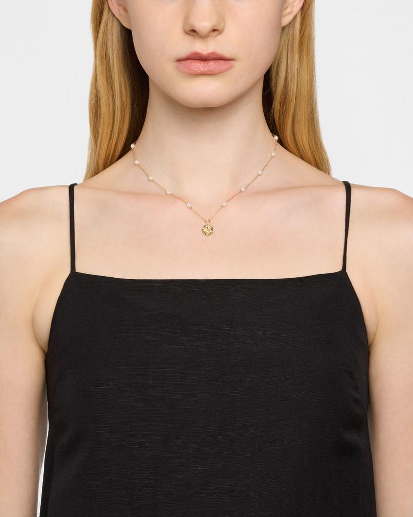 POPPY FINCH 14K Yellow Gold Nugget Pearl Station Necklace