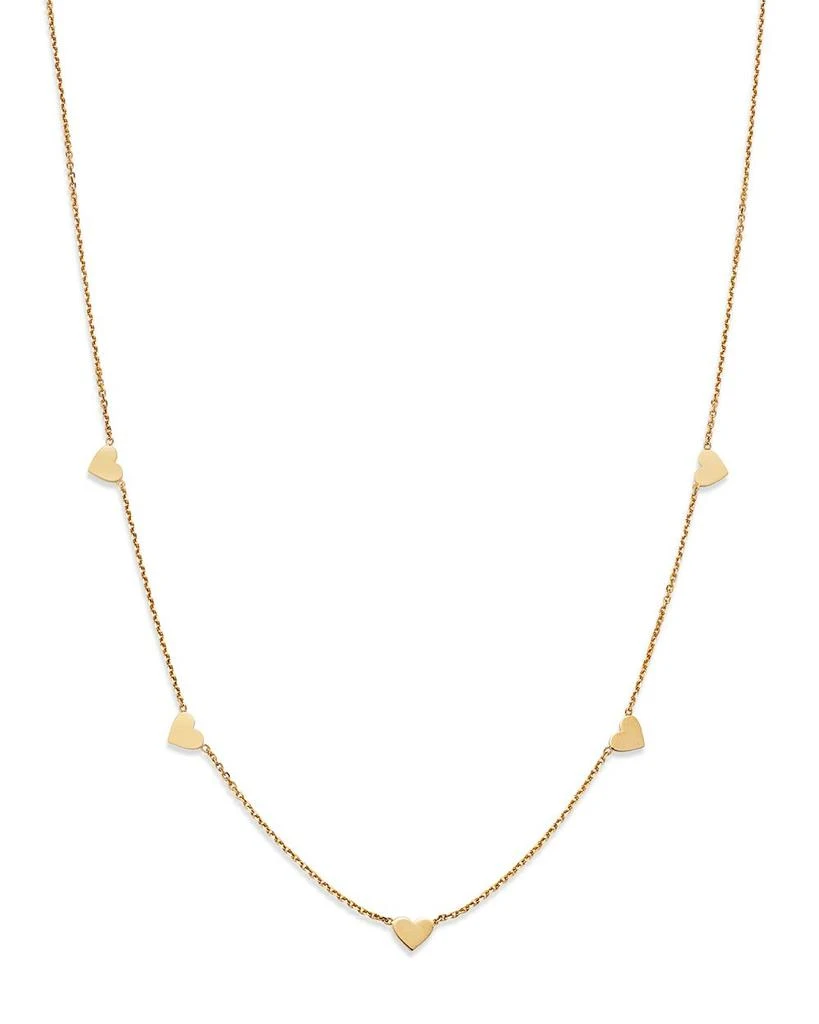 Moon & Meadow 14K Yellow Gold Heart Station Necklace, 18"-20" 1