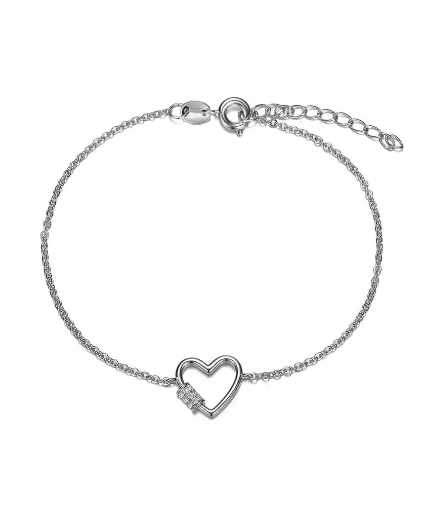 GiGiGirl White Gold Plated Cubic Zirconia Heart Adjustable Bracelet
