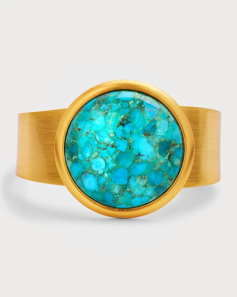 NEST Jewelry Brushed Gold Cuff with Turquoise Cabochon 1