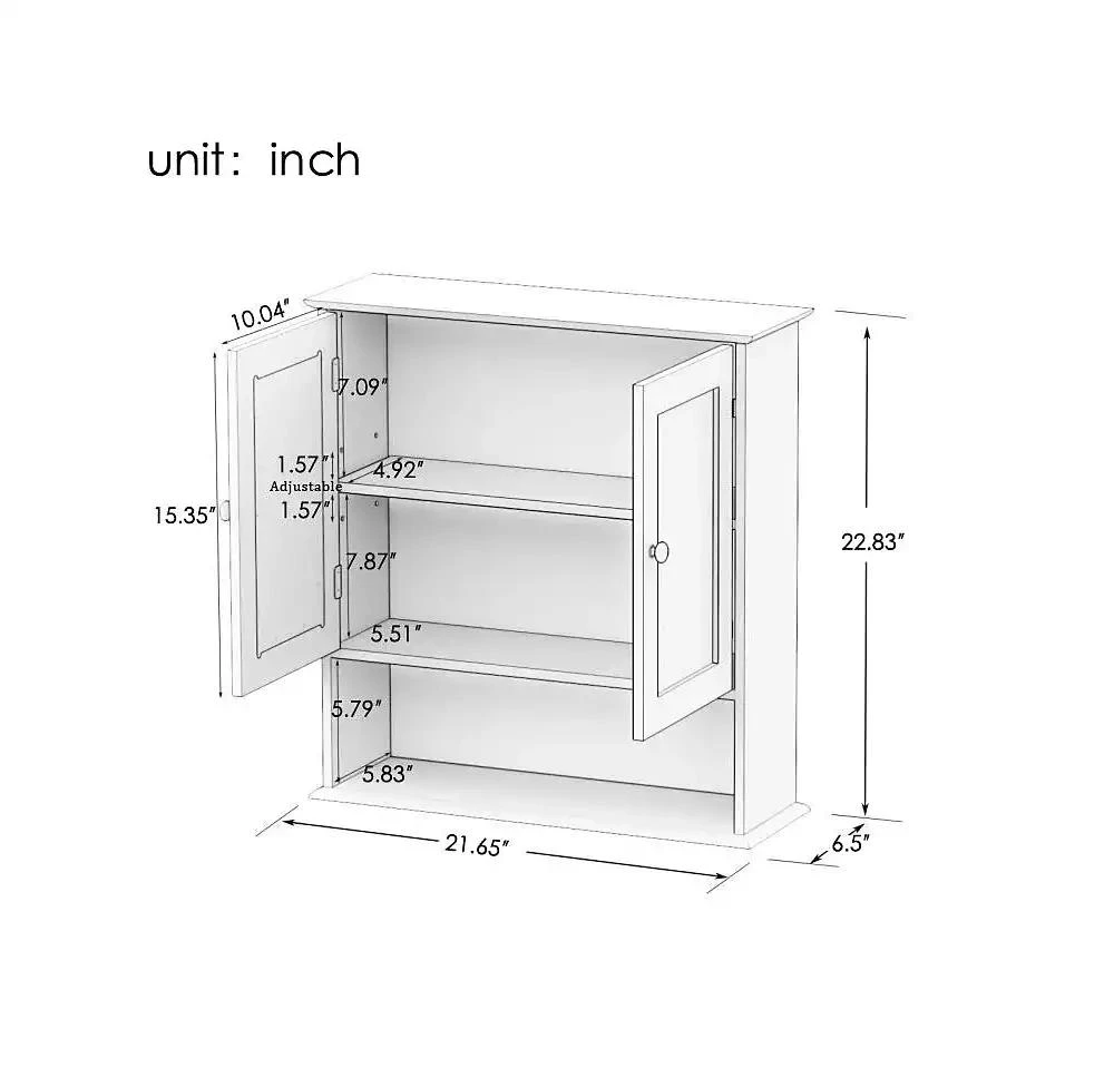 Flynama Bathroom Wall Cabinet with Doule Mirror Doors and Shelvs 4