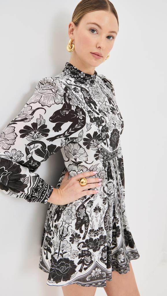 Farm Rio Flower Leopards Off-White Mini Dress