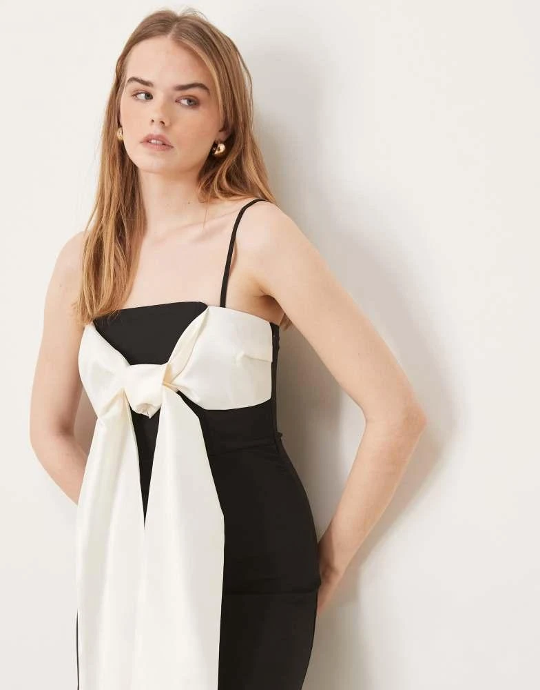 blue dress for baby girl Stewart Mini Bow Dress in Black with Cream Stripe Bow main image 1